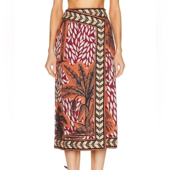 NWT Johanna Ortiz Wild Patch Midi Skirt Size 8 Matching Top Also Available - Picture 1 of 8